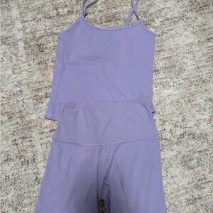 Aritzia butter cheeky shorts + butter tank activewear set lilac / lavender